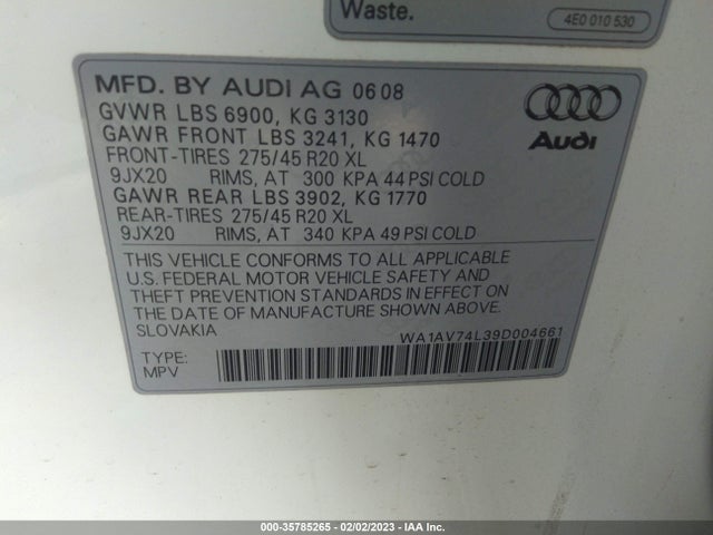 WA1AV74L39D004661 Audi Q7 Prestige
