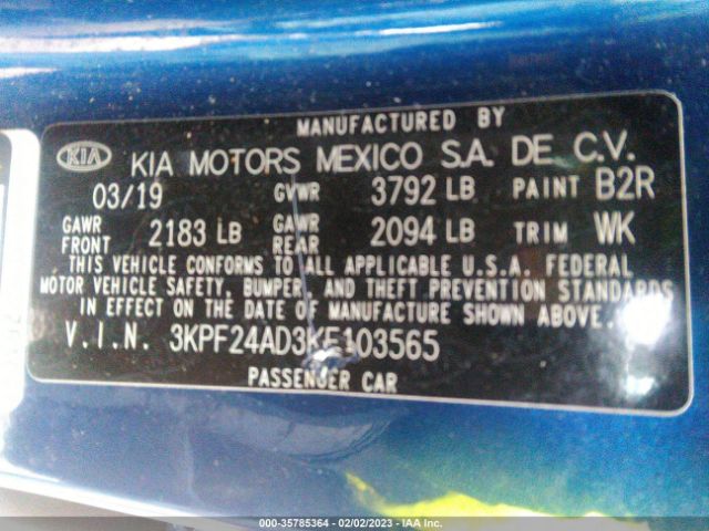 3KPF24AD3KE103565 KIA Forte
