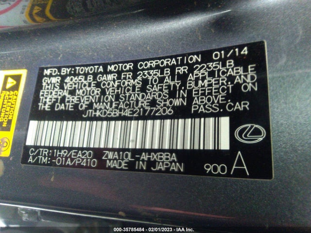 2014 Lexus CT, VIN: JTHKD5BH4E2177206