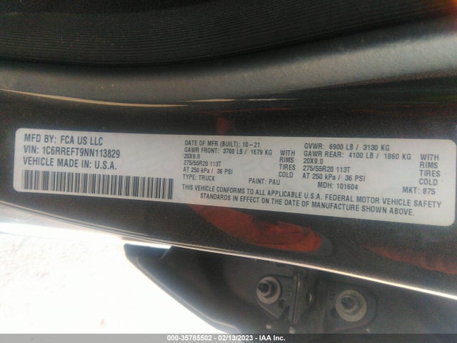 RAM 1500 Big Horn 2022 1C6RREFT9NN113829 Image 11