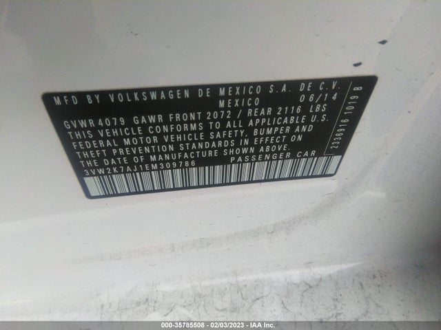 3VW2K7AJ1EM309786 Volkswagen Jetta Sedan S