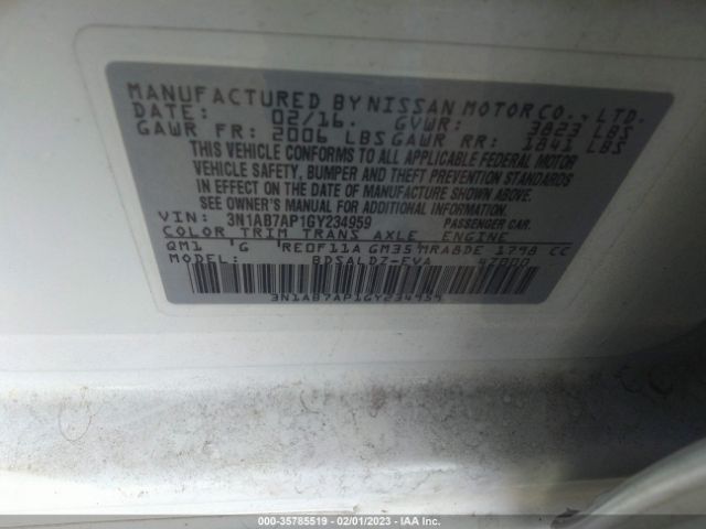 3N1AB7AP1GY234959 Nissan SENTRA SV
