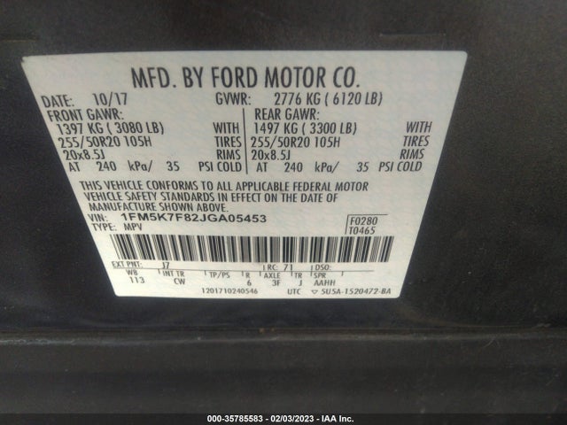 2018 Ford Explorer, VIN: 1FM5K7F82JGA05453