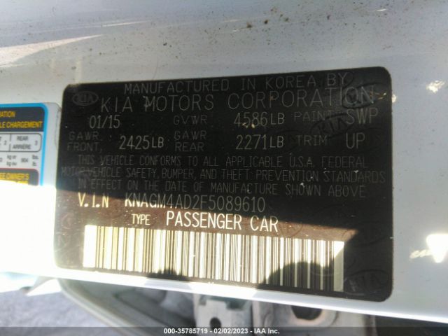 KNAGM4AD2F5089610 KIA OPTIMA HYBRID
