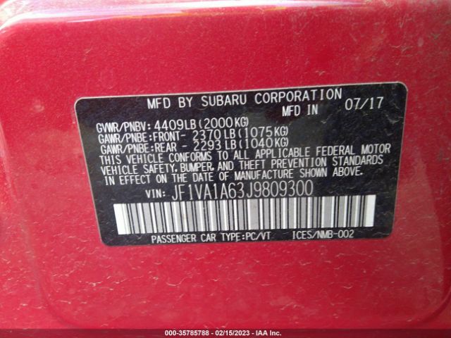 JF1VA1A63J9809300 Subaru WRX