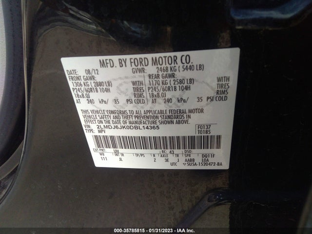 Lincoln MKX 2013 2LMDJ6JK0DBL14365 Image 10