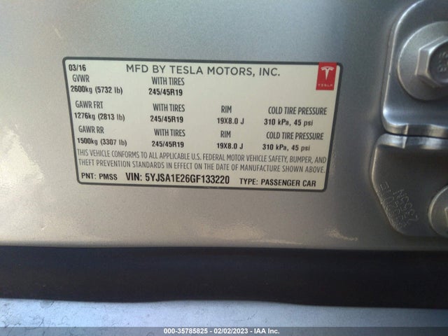 Tesla Model S 90d/70d/75d/60d/85d 2016 5YJSA1E26GF133220 Image 10