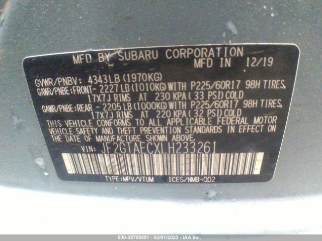 JF2GTAECXLH233261 Subaru Crosstrek Premium