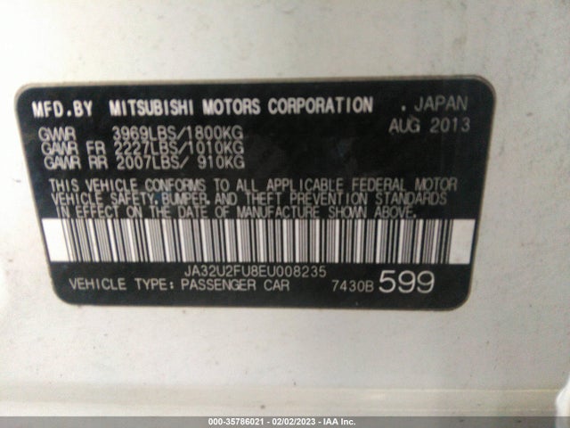 JA32U2FU8EU008235 Mitsubishi LANCER ES