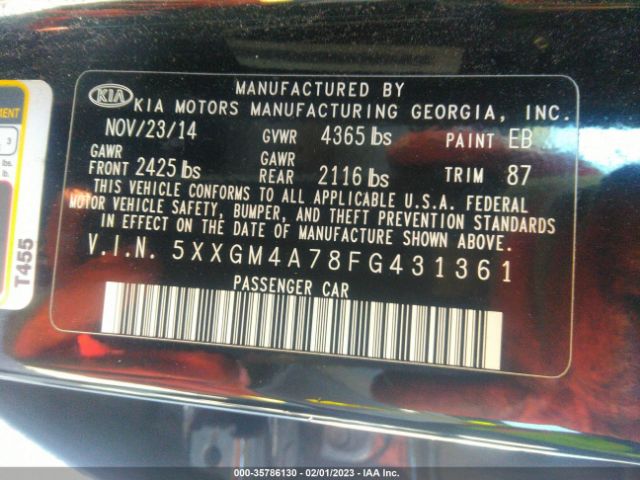 5XXGM4A78FG431361 KIA Optima Lx