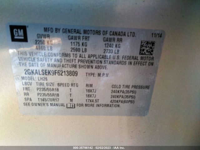 2GKALSEK9F6213809 GMC Terrain Slt