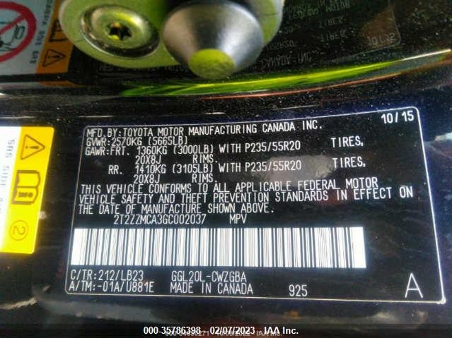 Lexus RX 350 2016 2T2ZZMCA3GC002037 Image 10