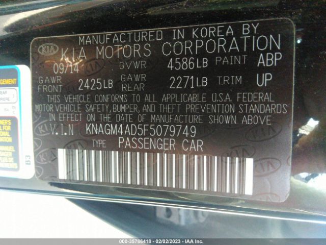 KNAGM4AD5F5079749 KIA OPTIMA HYBRID