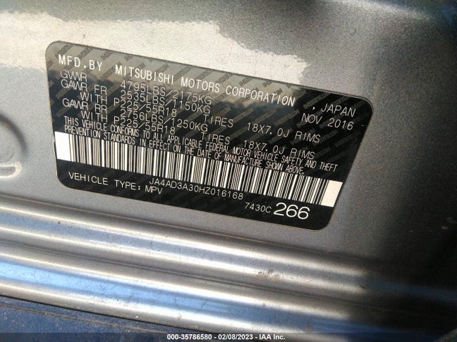 JA4AD3A30HZ016168 Mitsubishi Outlander Se/sel