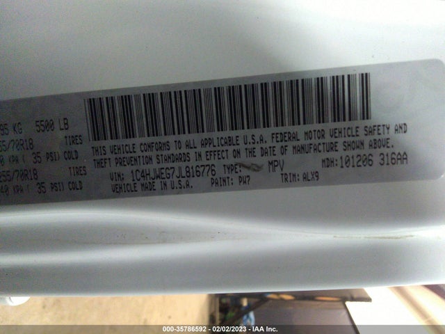 1C4HJWEG7JL816776 Jeep Wrangler Jk Unlimited Sahara