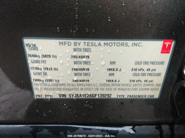Tesla Model S 90d/70d/75d/60d/85d 2016 5YJSA1E26GF139292 Image 10