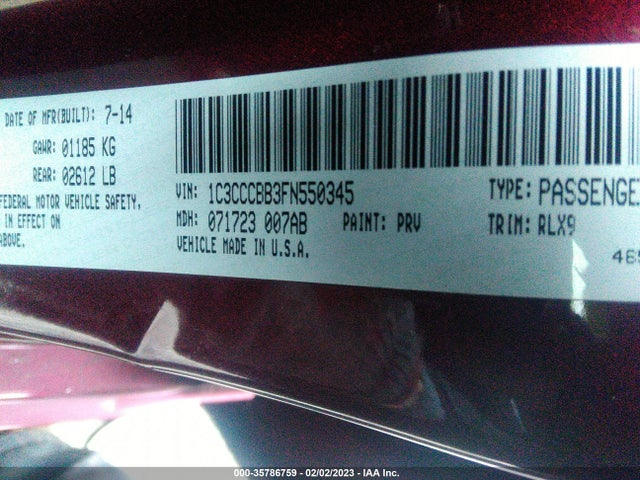 1C3CCCBB3FN550345 Chrysler 200 S
