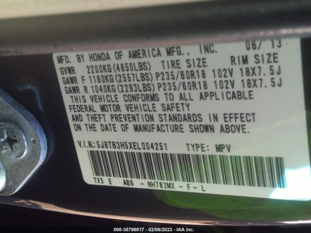 5J8TB3H5XEL004251 Acura Rdx Tech Pkg