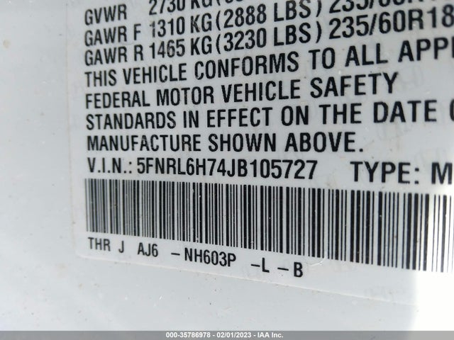 Honda Odyssey Ex-l 2018 5FNRL6H74JB105727 Image 10