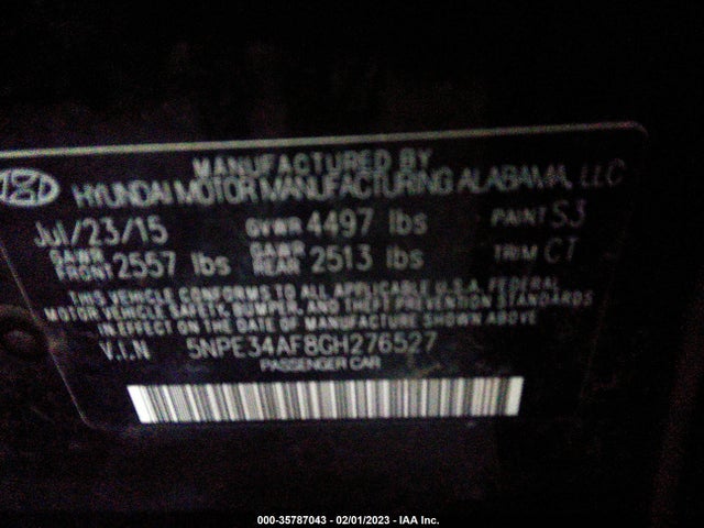 2016 Hyundai Sonata, VIN: 5NPE34AF8GH276527
