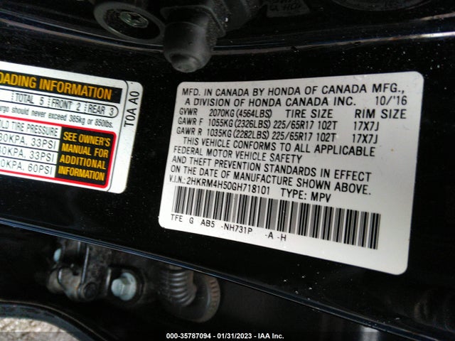 Honda CR-V EX 2016 2HKRM4H50GH718101 Image 9