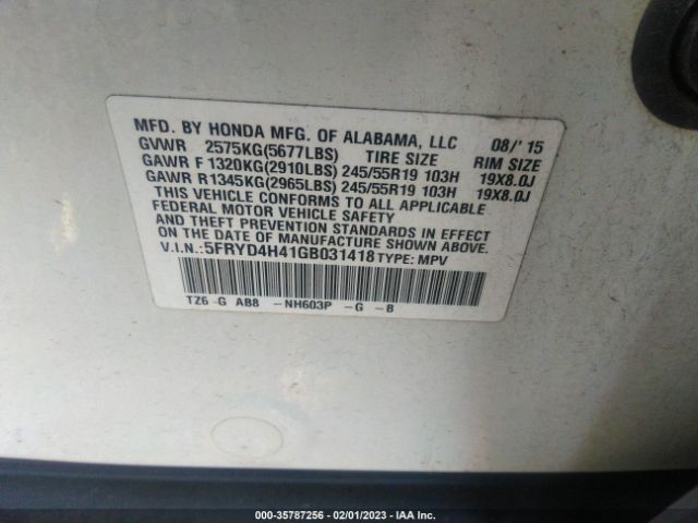 5FRYD4H41GB031418 Acura Mdx W/tech/w/tech
