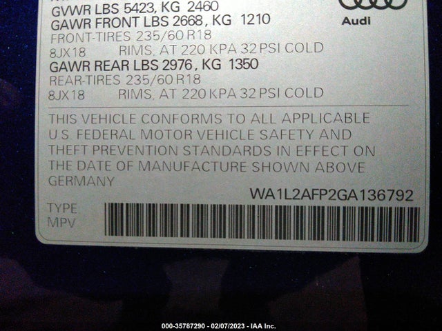 Audi Q5 Premium Plus 2016 WA1L2AFP2GA136792 Image 9
