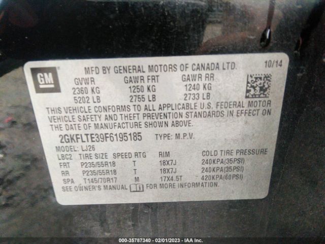 2GKFLTE39F6195185 GMC Terrain Slt