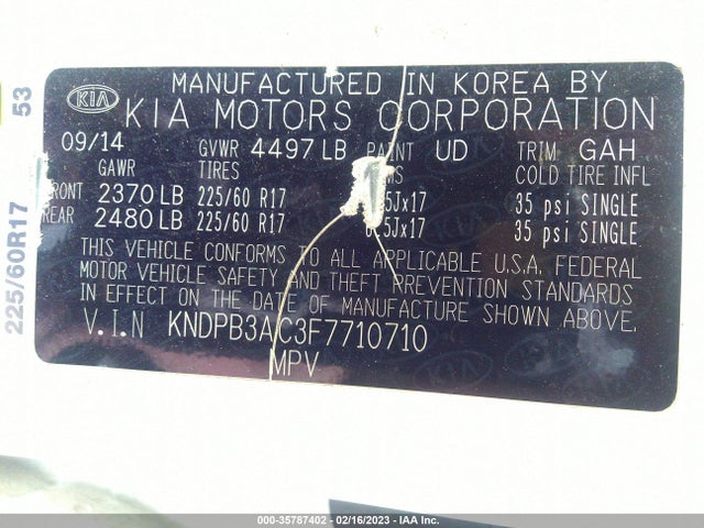 2015 Kia Sportage, VIN: KNDPB3AC3F7710710