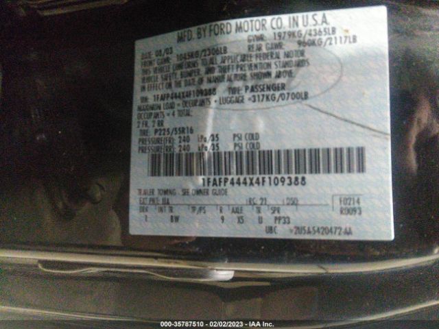2004 FORD MUSTANG DELUXE/PREMIUM VIN: 1FAFP444X4F109388