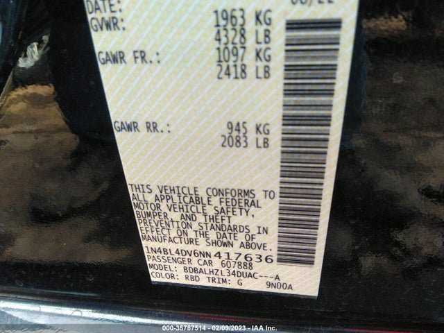 Nissan Altima 2.5 Sv 2022 1N4BL4DV6NN417636 Image 9