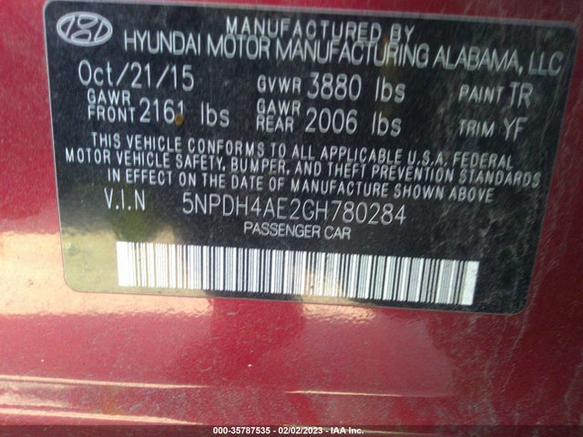 Hyundai ELANTRA SE 2016 5NPDH4AE2GH780284 Image 9