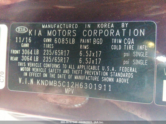 2017 Kia Sedona, VIN: KNDMB5C12H6301911