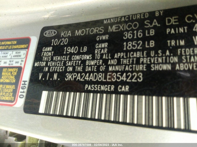 2020 KIA RIO LX VIN: 3KPA24AD8LE354223