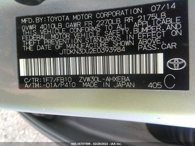 Toyota Prius Four/five/three/one/two 2014 JTDKN3DU2E0393984 Image 10