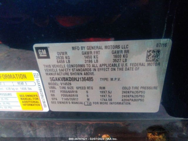 5GAKVBKD8HJ136485 Buick Enclave Leather