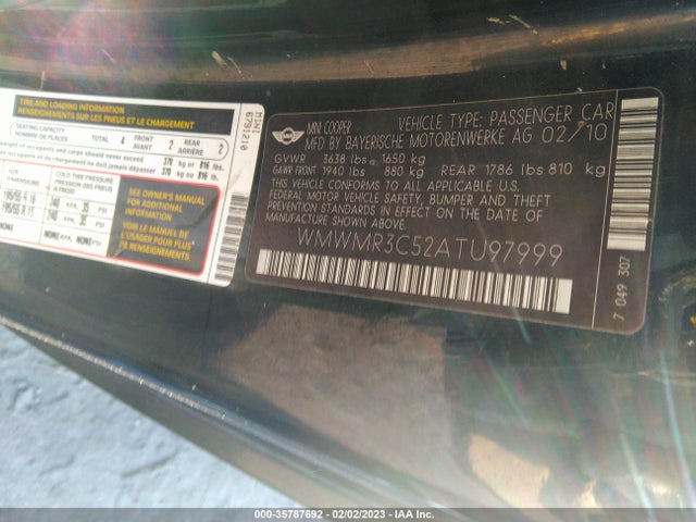 WMWMR3C52ATU97999 Mini COOPER CONVERTIBLE