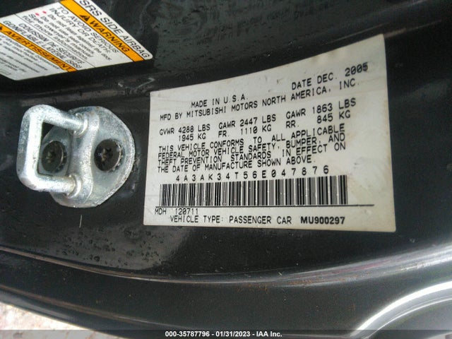 4A3AK34T56E047876 Mitsubishi ECLIPSE GT