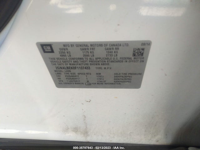 Chevrolet EQUINOX LT 2015 2GNALBEK8F1107433 Image 9