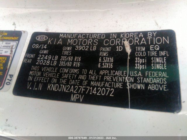 KNDJN2A27F7142072 KIA Soul Base