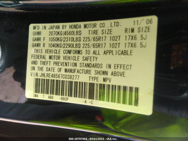 Honda CR-V EX 2007 JHLRE48567C038277 Image 10