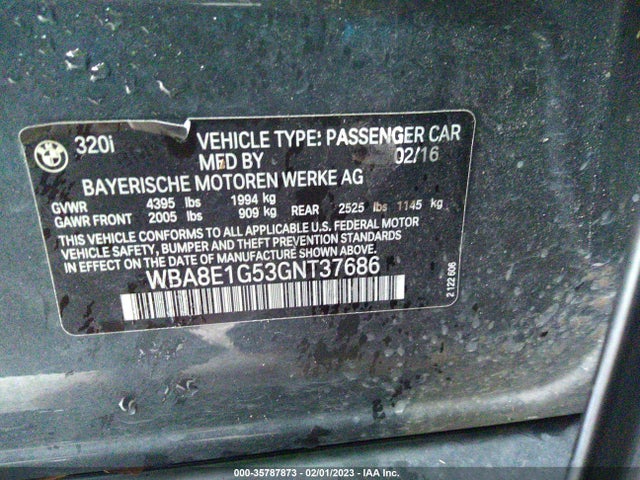 BMW 3 Series 320i 2016 WBA8E1G53GNT37686 Image 10