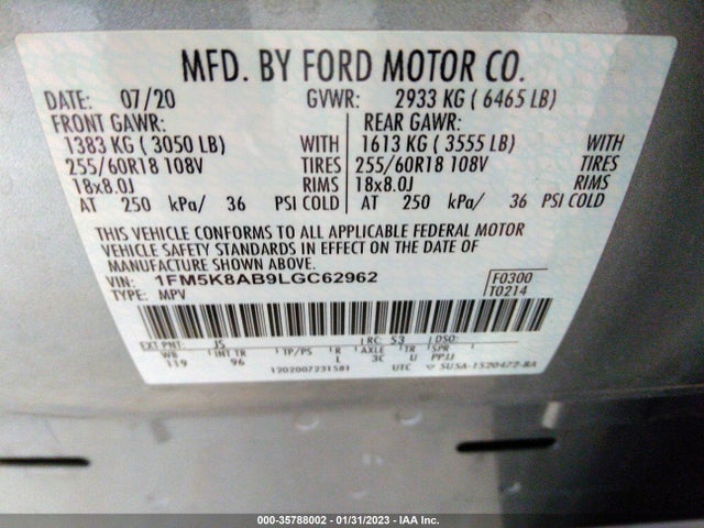 2020 Ford Explorer, VIN: 1FM5K8AB9LGC62962