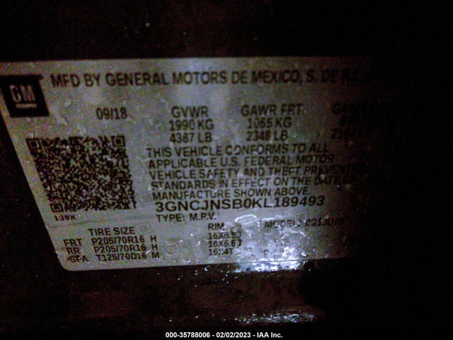 Chevrolet TRAX LS 2019 3GNCJNSB0KL189493 Image 11