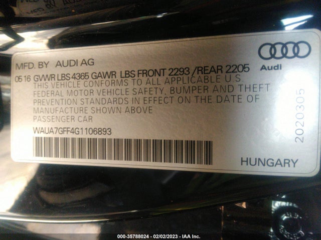 Audi A3 1.8t Premium 2016 WAUA7GFF4G1106893 Image 9