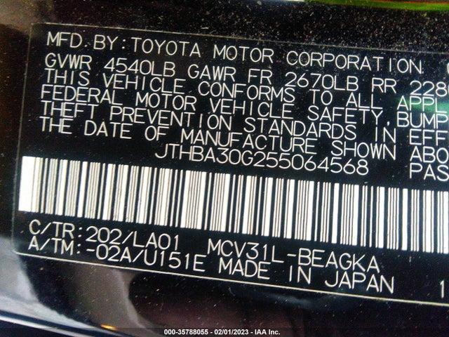 JTHBA30G255064568 Lexus ES 330