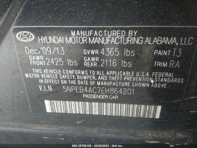 Hyundai Sonata 2014 5NPEB4AC7EH864201 Image 11