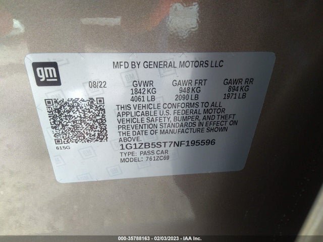 Chevrolet MALIBU LS 2022 1G1ZB5ST7NF195596 Image 9