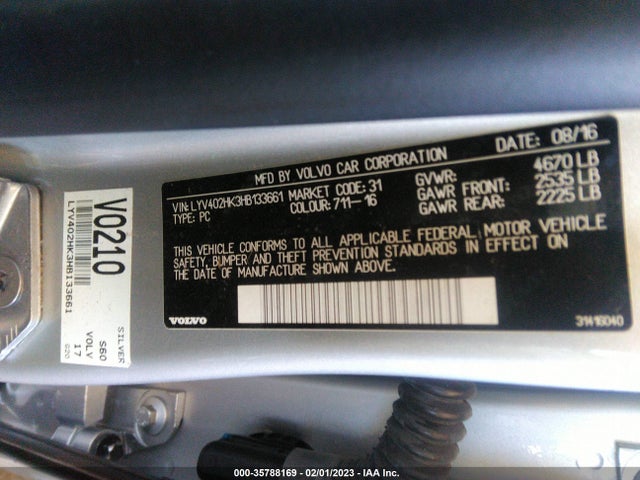 2017 Volvo S60, VIN: LYV402HK3HB133661