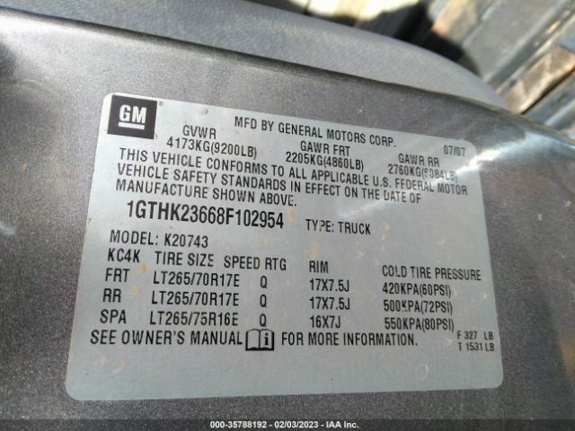 1GTHK23668F102954 GMC SIERRA 2500HD